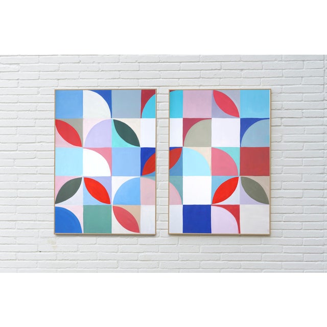 2026, Bauhaus Diptych Mosaic of Palm Springs Murals, Pastel Palette Painting, Acrylic on Watercolor Paper by Natalia Roman For Sale - Image 10 of 10