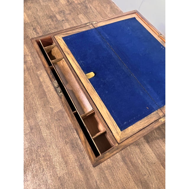 C. 1850s Antique Campaign Officer's Writing Slope on Stand For Sale - Image 9 of 15
