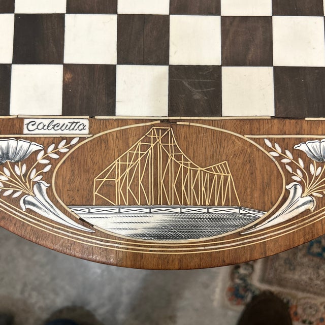 Wood and Inlay Elephant Leg Checkerboard Table For Sale In Miami - Image 6 of 12