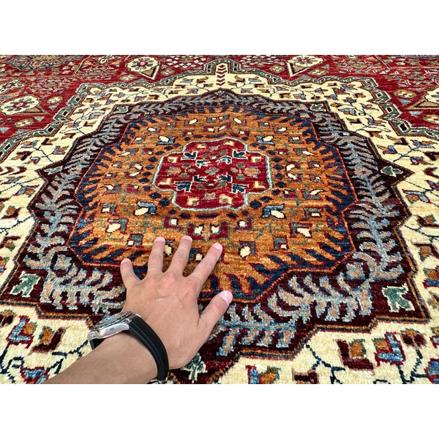 Hand-Knotted Afghan Meshhed Style Wool Area Rug - 9'0" X 12'2" For Sale - Image 9 of 14