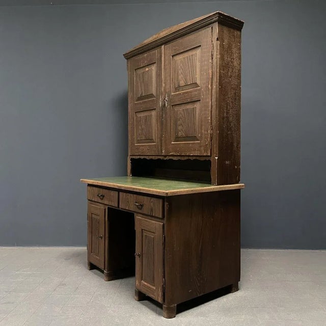 Painted Pine Bureau with Top Cabinet For Sale - Image 6 of 18