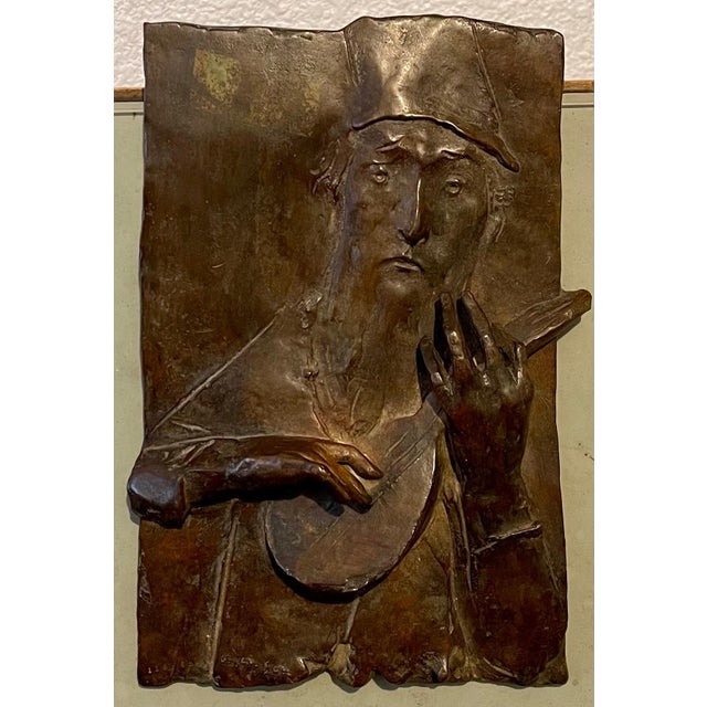 Guitar or Mandolin playing musician. Music themed bronze sculpture Signed and numbered Aronson, David 1923- David Aronson,...