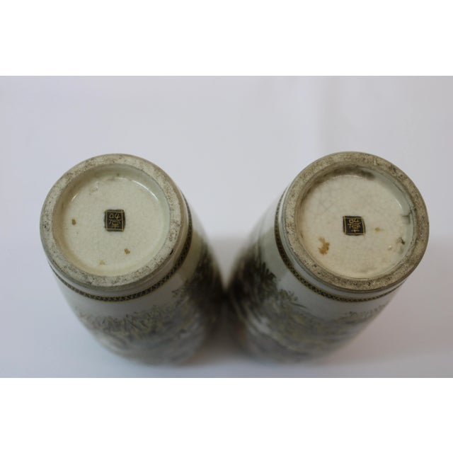 Satsuma Hand Painted Vases For Sale - Image 4 of 8