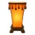 Vintage Amber Beaded Table Lamp With Ornate Scrolled Base, Hollywood Regency For Sale