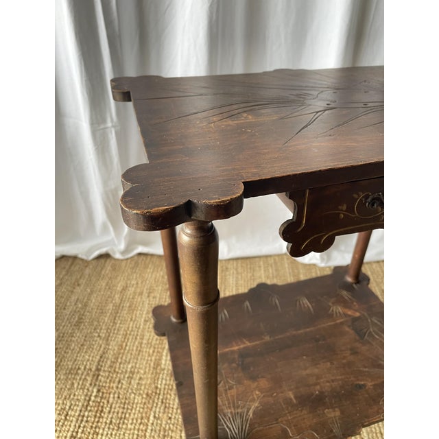French Art Nouveau Walnut Side Table, 1890s For Sale - Image 5 of 18