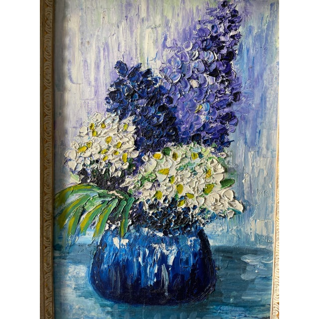 1962 Framed Impasto Floral Oil Painting on Board For Sale - Image 12 of 12