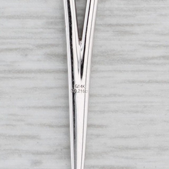 Contemporary New 0.22ctw Diamond V Pendant Necklace 14k White Gold 15.5-17.5" Cable Chain For Sale - Image 3 of 6