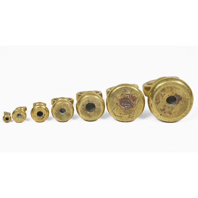 Brass Victorian Set Seven Brass Bell Form Weights For Sale - Image 8 of 8