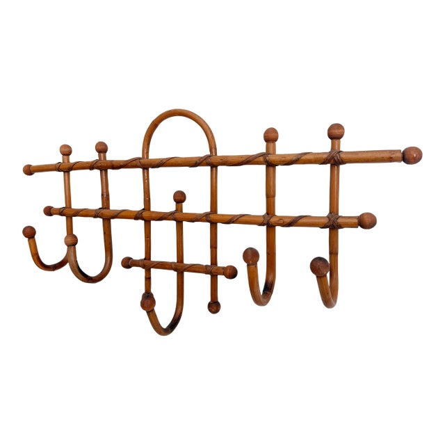 Italian Mid 20th C Bamboo & Cane Wall Hooks For Sale