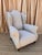 19th Century English Winged Scroll Back Armchair in New Linen For Sale - Image 4 of 7