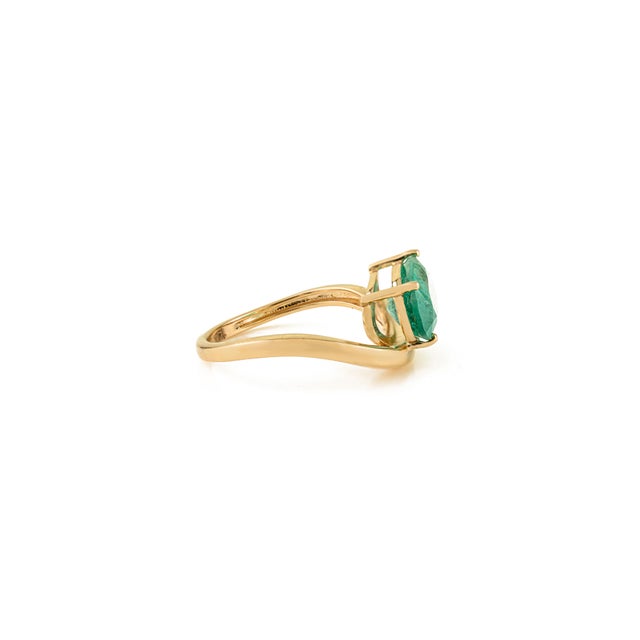 Not Yet Made - Made To Order Designer 2.43 Carat Genuine Emerald Wave Chunky 14k Gold Ring Size 6 For Sale - Image 5 of 13