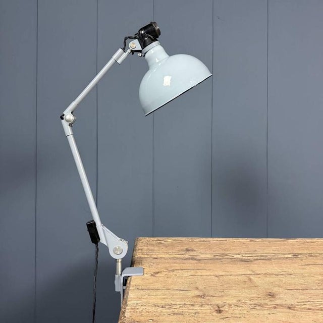 Light Gray Clamp Lamp with Large Enamel Shade from Rademacher, 1950s For Sale - Image 18 of 18