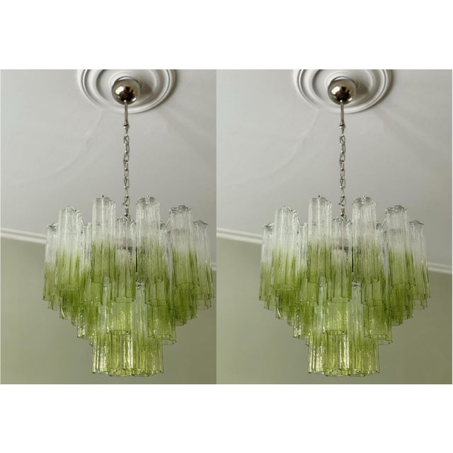 Green Ombre Murano Glass Chandeliers, Set of 2 For Sale - Image 12 of 12