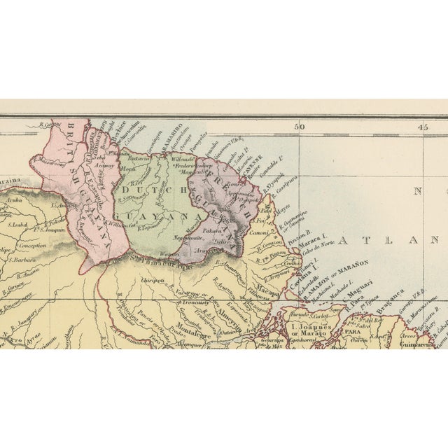 Paper Antique Brazil Map, 1884 For Sale - Image 7 of 9