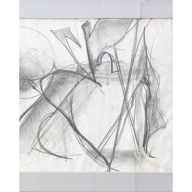 Original graphite drawing series by Bob Berks, signed and dated 1962. 18 x 21 framed in matte black wood with a pale gray...