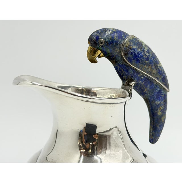 1970s Los Castillo Taxco Silver Plate & Lapis Parrot Pitcher For Sale - Image 12 of 18
