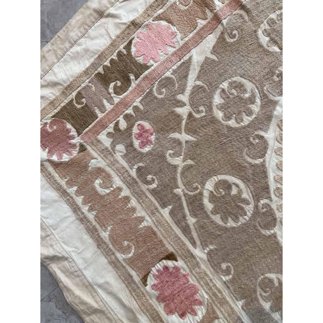 Suzani Tablecloth — Neutral Tan Uzbek Tablecloth For Sale - Image 9 of 10