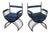 Mid-Century Modern Savonarola Chairs with Blue Velvet Upholstery, 1960s, Set of 2 For Sale