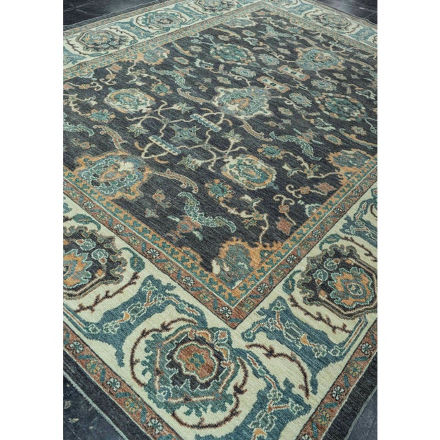 Navy Blue Turkish Oushak Antique Look Rug 8'4" x 10'9" #20060 For Sale - Image 8 of 8