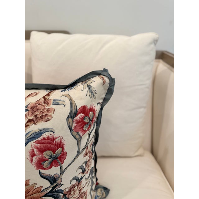 Pair Floral Linen Pillows For Sale - Image 4 of 5