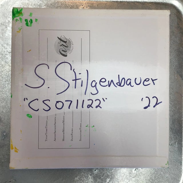 Acrylic on 8” by .12” by 8” Canvas Panel. Artist signed on the back side with S. Stilgenbauer (CA Artist Stephen...