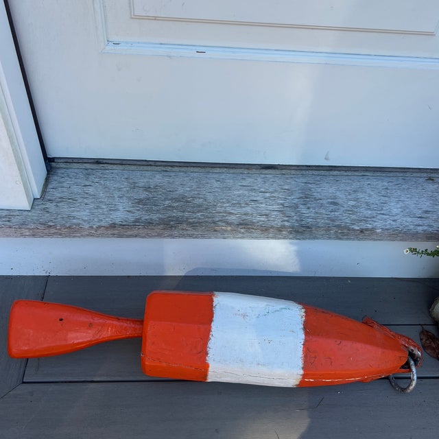 Sculpture Materials Vintage New England Coastal Nautical Orange Red Lobster Buoy For Sale - Image 7 of 8