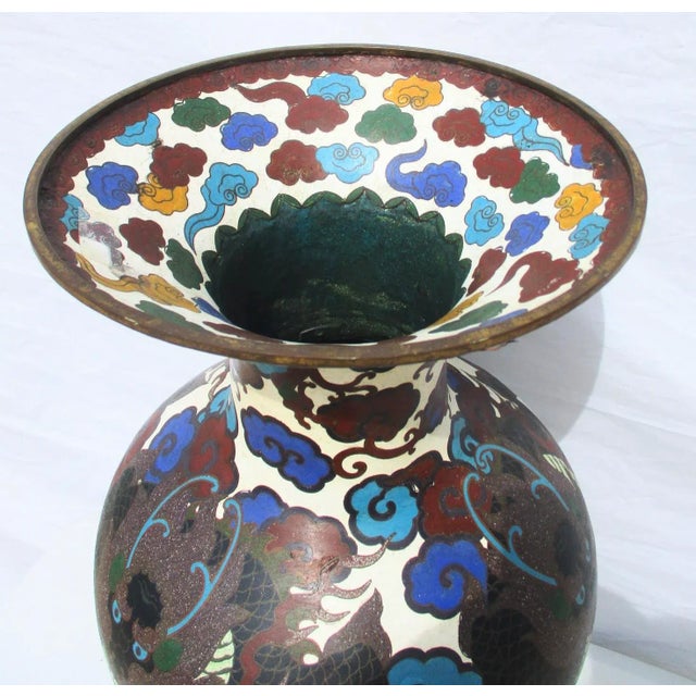 Massive Japanese Enamel Vase Late 19th Century For Sale - Image 4 of 13