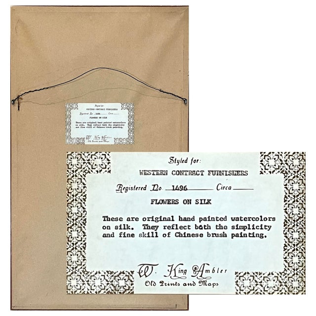 1980's Chinese Floral Paintings on Silk - Set of Three For Sale - Image 11 of 16