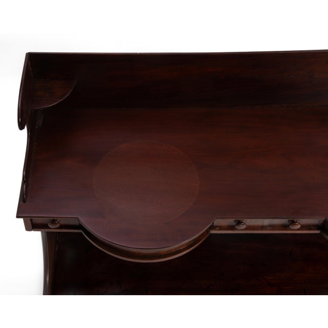 Antique Massachusetts Sheraton Double Washstand 6 Drawers Straight Gallery Server For Sale - Image 9 of 18