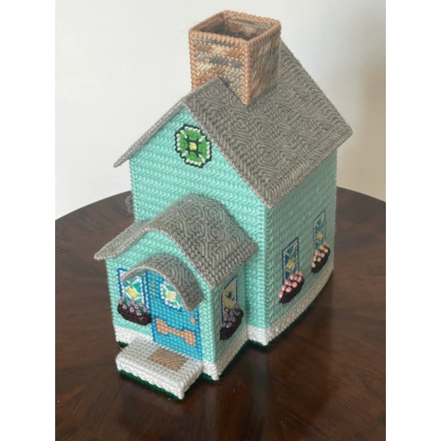 Two Vintage Handmade Textile Art Tissue Covers For Sale - Image 4 of 9