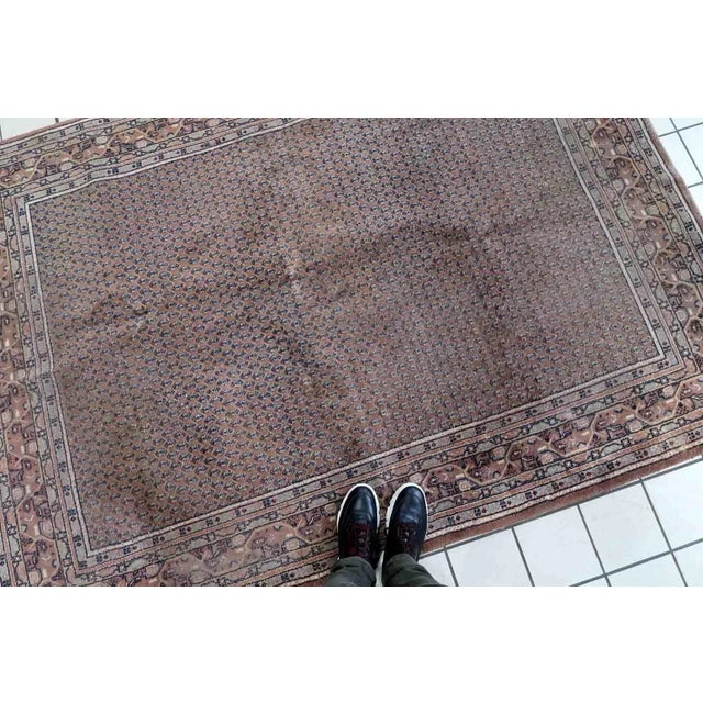 Brown 1970s Handmade Vintage Indian Seraband Rug 5.5' X 7.7' For Sale - Image 8 of 11