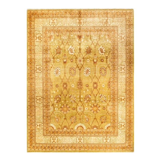 Mogul Handmade Area Rug, Green - 9' 2" x 12' 4" For Sale