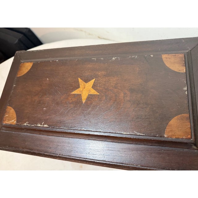 Large Antique Handmade Folk Art Wood Countertop Writing Lap Desk Box Inkwell For Sale In New York - Image 6 of 12