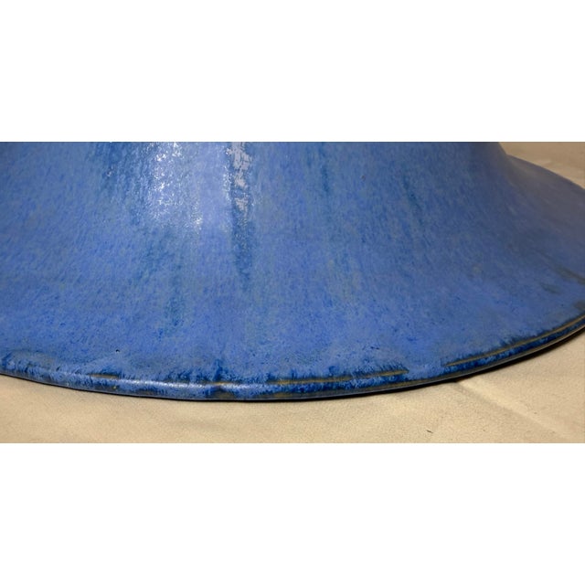 Huge Antique Handmade Blue Glaze Fulper American Studio Pottery Centerpiece Bowl For Sale - Image 11 of 14