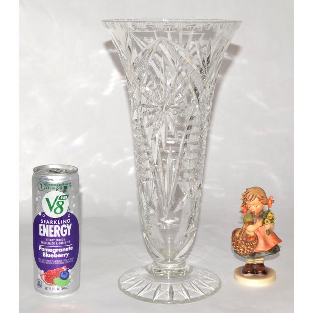 Glass Early 20th Century Large Brilliant Majestic Cut Glass Crystal Vase American Brilliant For Sale - Image 7 of 15