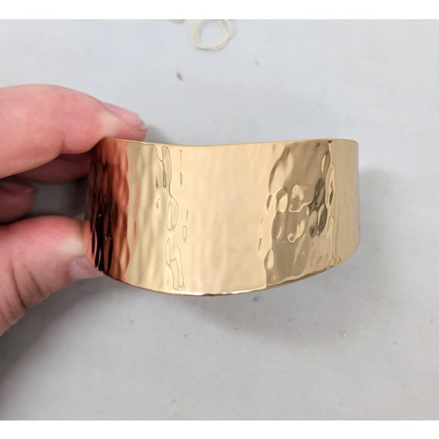 Vintage C1976 Signed Napier Goldtone Wavy Cuff Bracelet For Sale - Image 14 of 16