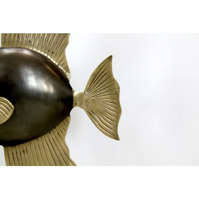 Mid-Century Brass Angel Fish on Black Base For Sale - Image 4 of 6