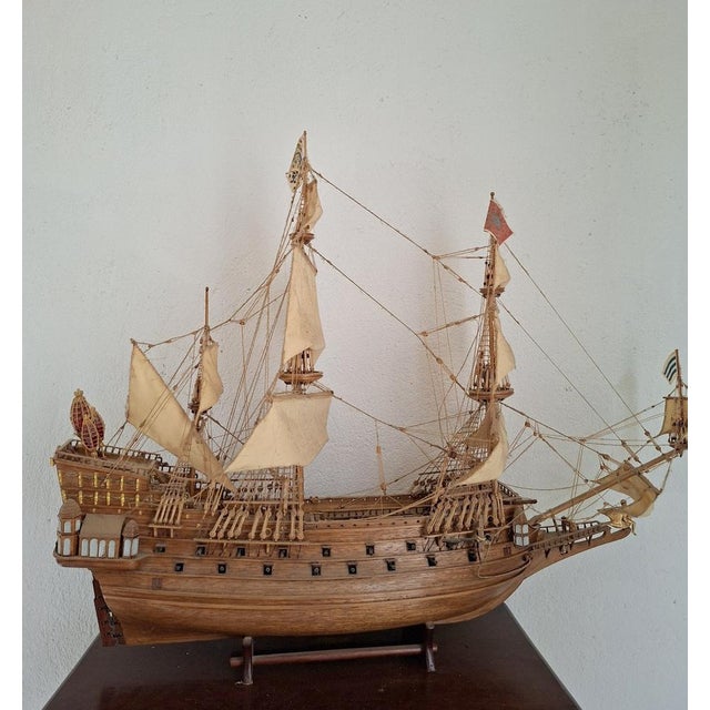 Large Model of the Ship La Couronne French Vessel, 1636, in Good conditions. Designed 1950 to 1959