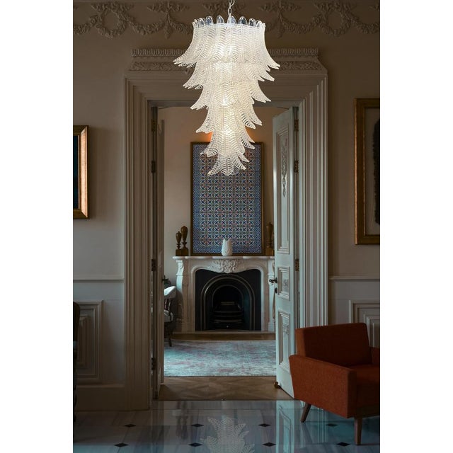 Large Italian Murano Felci Glass Spiral Chandelier with 83 Clear Glasses, 1990s For Sale - Image 10 of 14