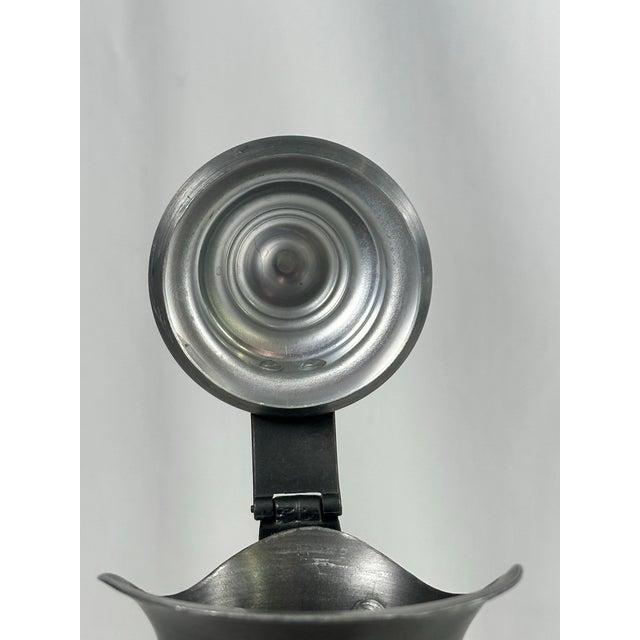 Amber Antique Diamond Point Amber Glass Ewer Style Pitcher Pewter Lid & Handle For Sale - Image 8 of 8