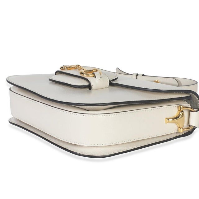 1950s Mystic White Azalea Calfskin Horsebit Small 1955 Shoulder Bag For Sale - Image 5 of 9