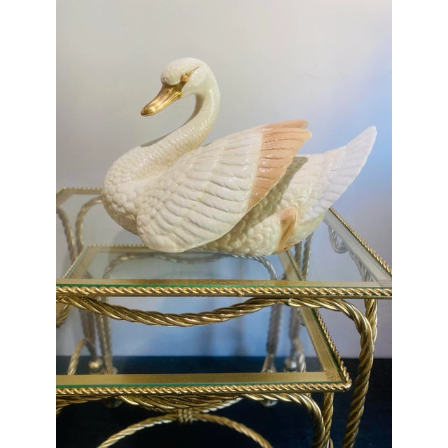 Large Italian Porcelain Swan Sculpture, Signed & Number For Sale - Image 12 of 12