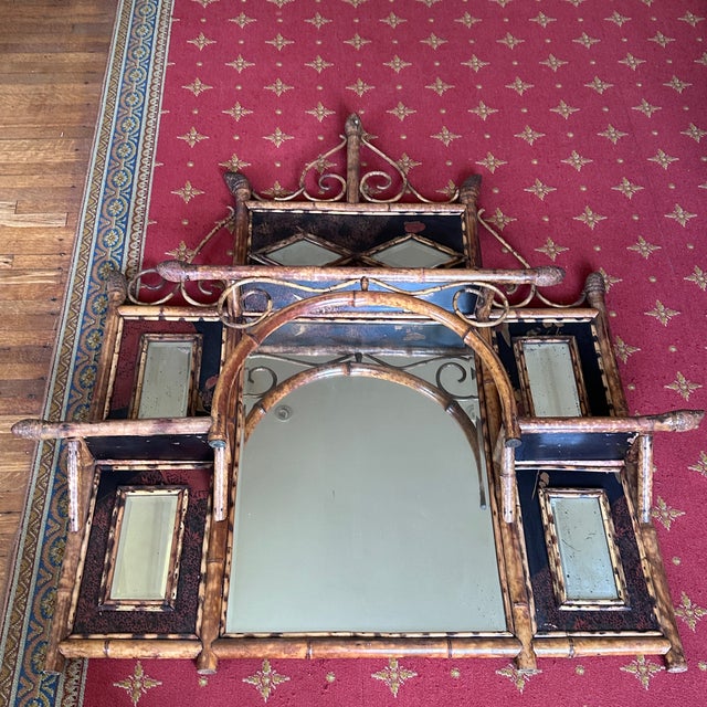 19th Century English Bamboo Mirror With Shelves For Sale - Image 4 of 8