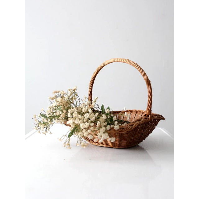 Vintage Wicker Handl Basket For Sale - Image 10 of 10