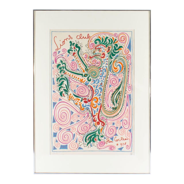 1958 “Lions Club” Lithograph by Jean Cocteau For Sale