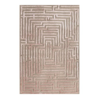 Anatolia Hand-Tufted Maze Rug, Peony Pink, 6x9 For Sale