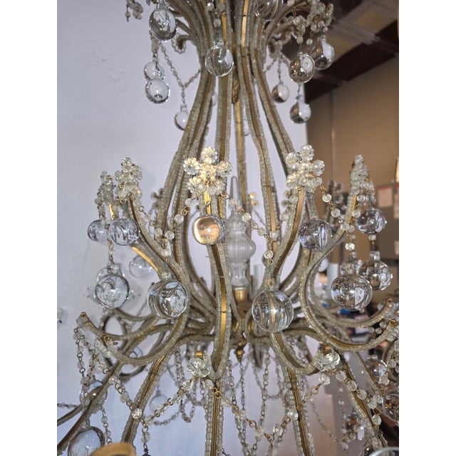 Large Vintage Clear Murano Glass Drop Chandelier For Sale In San Antonio - Image 6 of 12