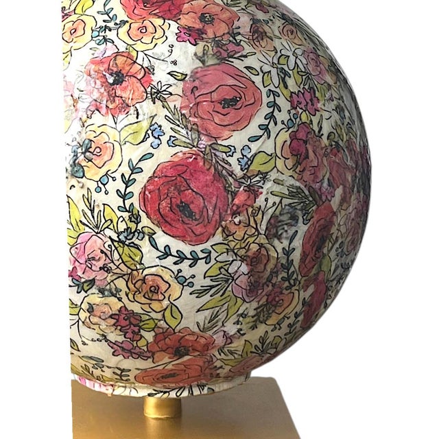 French, English Traditional, Cottage, Farmhouse, Floral Glass Orb Globe Table Lamp Base, Modern Boho Chic Poppies Floral Table Lamp For Sale In Charleston - Image 6 of 6