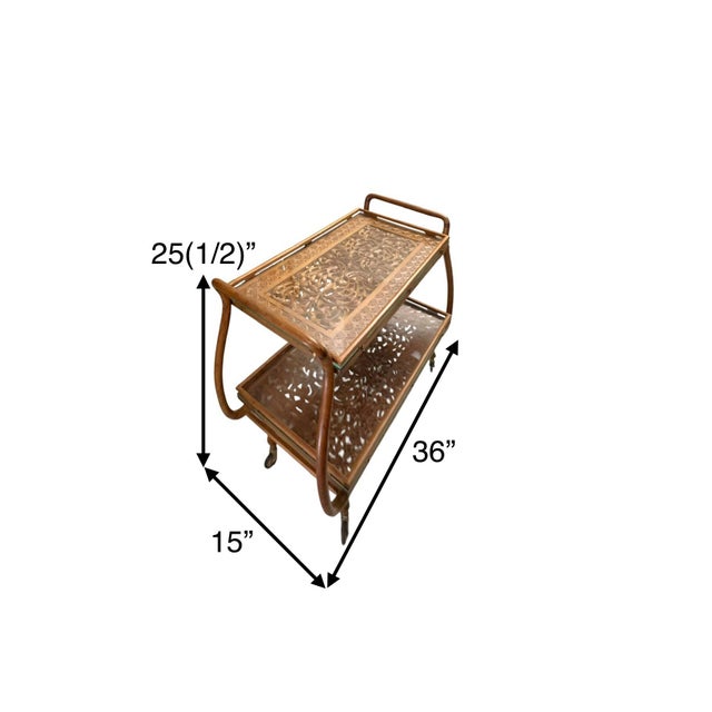 The Tea Cart is a vintage Asian-style hand-carved from wood with a beautiful floral design and a heavy glass top. This...