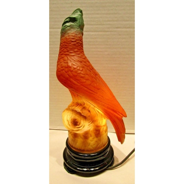 Rare Original Tiffin Art Deco Glass Parrot Table Lamp Circa 1930s For Sale - Image 9 of 13